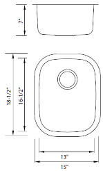 Gold Series Model Number KG1815 Sink Diagram