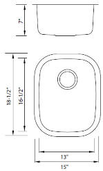 Gold Series Model Number KG1815 Sink Diagram